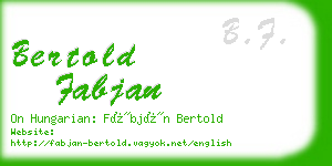 bertold fabjan business card